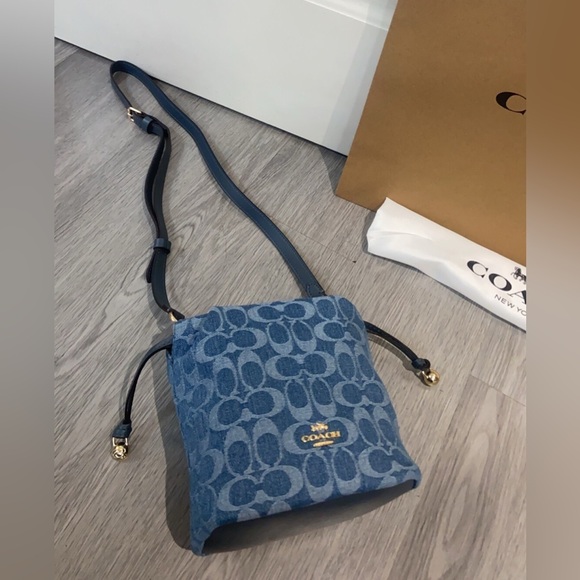 Meet the Posher Handbags - Coach Denim Signature Mini Crossbody Bucket Bag